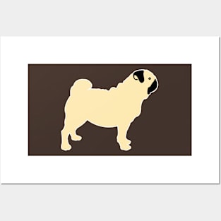 Pug Pattern Brown Posters and Art